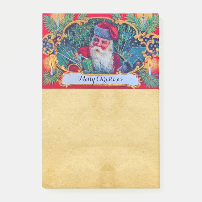 SANTA VINTAGE CHRISTMAS PARCHMENT POST-IT NOTES (Front)