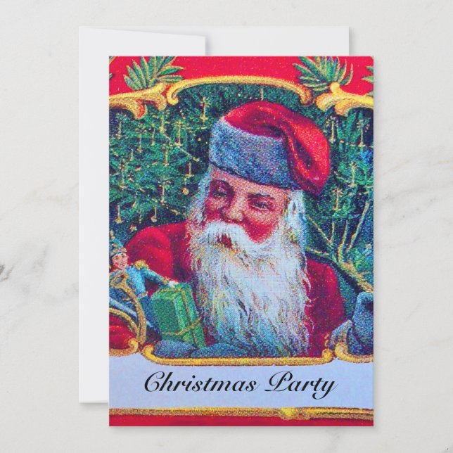 SANTA VINTAGE CHRISTMAS PARTY 1 gold Invitation (Front)