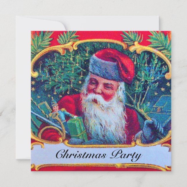 SANTA VINTAGE CHRISTMAS PARTY INVITATION (Front)