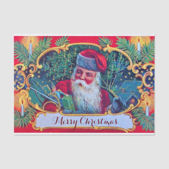 SANTA VINTAGE Christmas Tissue Paper (Front)
