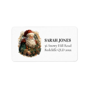 Santa Vintage Cute Christmas Wishes Label