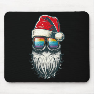 Santa Vintage Glasses Rainbow Christmas Santa Hat Mouse Mat