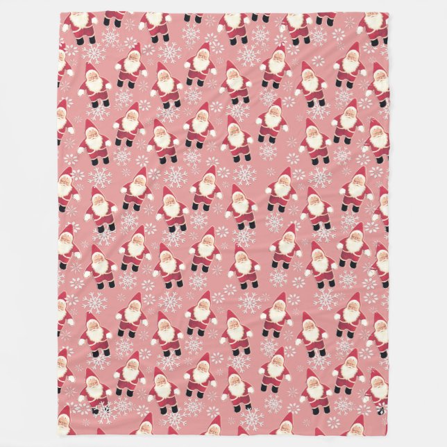 Santa Vintage Gnome Christmas Fleece Blanket (Front)