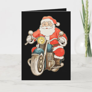 Santa Vintage Motorcycle Biker Christmas Xmas Card