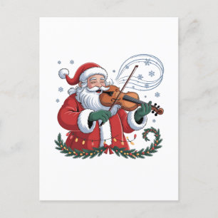 Santa Violin Player Violinist Christmas Music Xmas Invitation Postcard