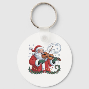 Santa Violin Player Violinist Christmas Music Xmas Key Ring