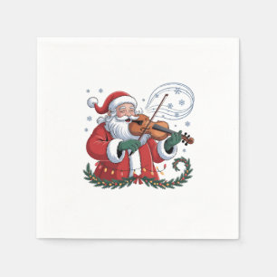 Santa Violin Player Violinist Christmas Music Xmas Napkin