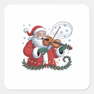 Santa Violin Player Violinist Christmas Music Xmas Square Sticker