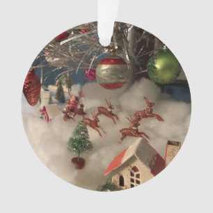 Santa visits Alpine Village Ornament