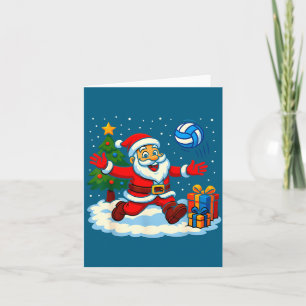 Santa Volleyball Playing Srt Christmas Tree Xmas P Card