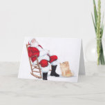 Santa Wake Up Dog Art Greeting Card