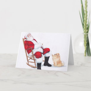 Santa Wake Up Dog Art Greeting Card