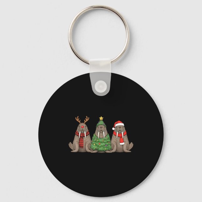 Santa Walrus Christmas Tree Walrus Lover Animal Xm Key Ring (Front)
