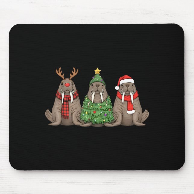 Santa Walrus Christmas Tree Walrus Lover Animal Xm Mouse Mat (Front)