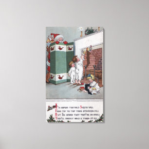 Santa Watching from behind screen Canvas Print