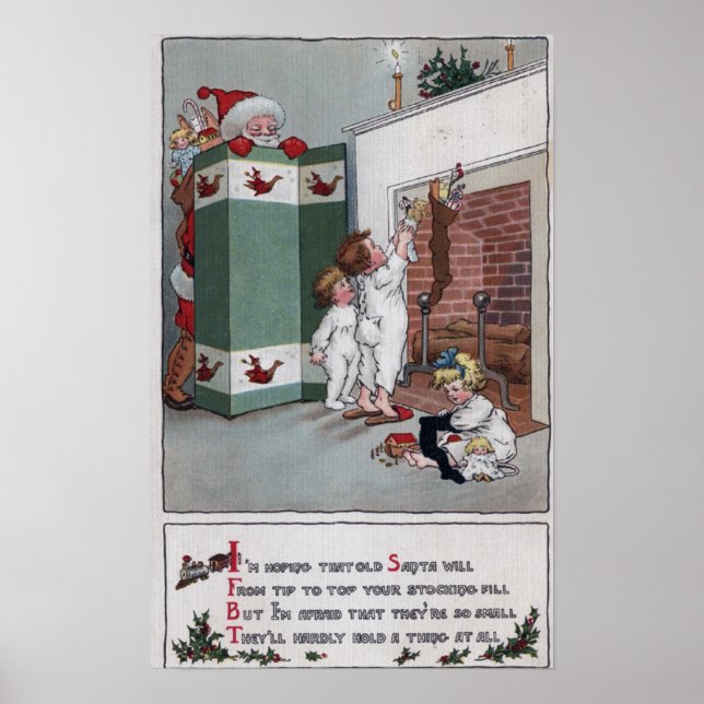 Santa Watching from behind screen Poster (Front)