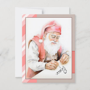 Santa Watercolor Flat Holiday Card