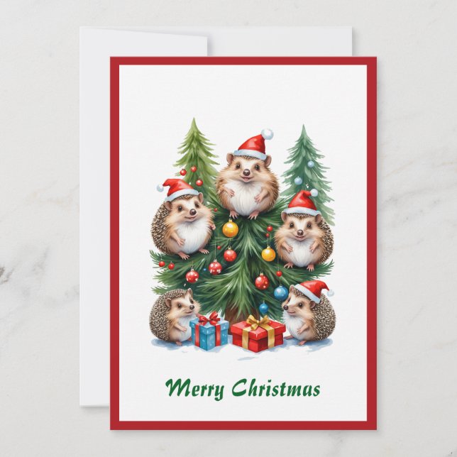 Santa Watercolor Funny Cute Animal Holiday Card (Front)