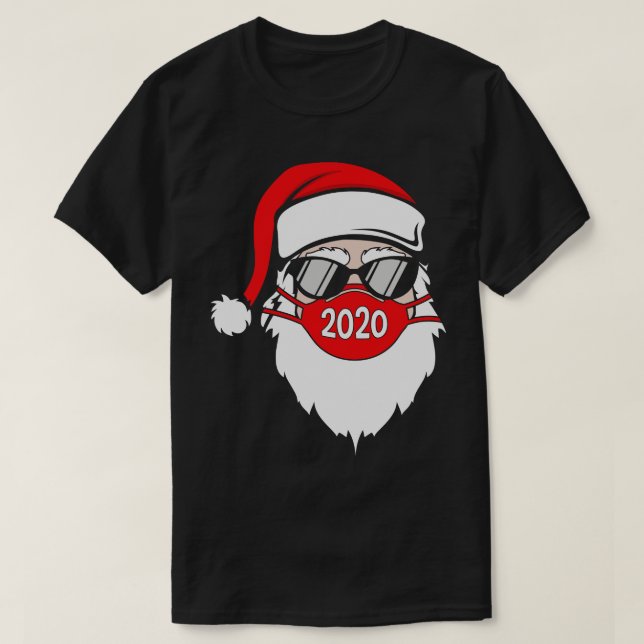 Santa Wearing Face Mask and Glasses Funny d Christ T-Shirt (Design Front)