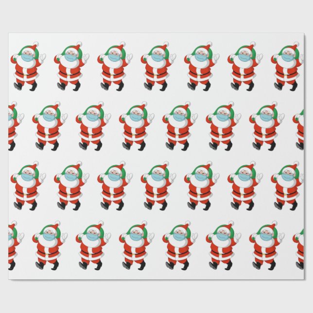 Santa wearing medical mask wrapping paper (Flat)