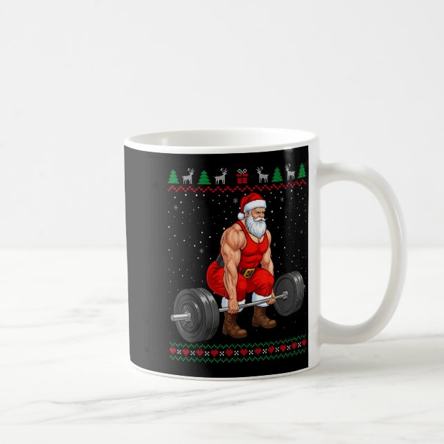 Santa Weightlifting Christmas Deadlift Gym Ugly Sw Coffee Mug (Right)