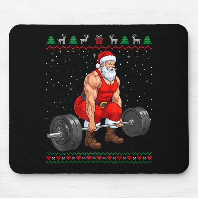 Santa Weightlifting Christmas Deadlift Gym Ugly Sw Mouse Mat (Front)