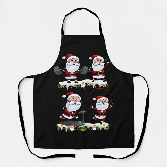 Santa Weightlifting Christmas Fitness Gym Deadlift Apron (Front)