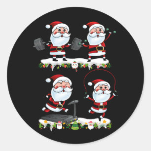 Santa Weightlifting Christmas Fitness Gym Deadlift Classic Round Sticker