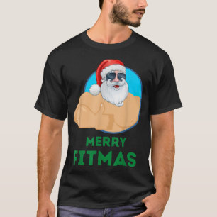 Santa Weightlifting Christmas Fitness Gym Deadlift T-Shirt