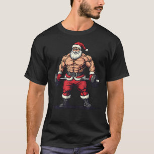 Santa Weightlifting Christmas Workout Gym Weightli T-Shirt