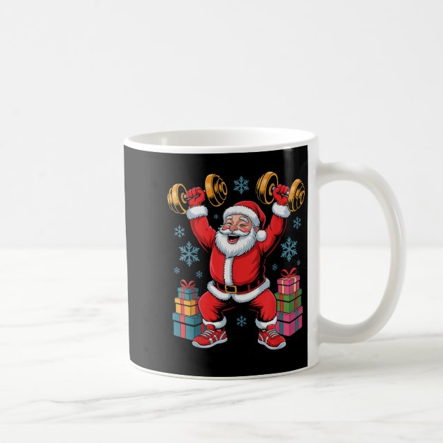 Santa Weightlifting Fitness Gym Training Christmas Coffee Mug (Right)