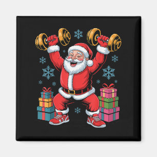 Santa Weightlifting Fitness Gym Training Christmas Magnet