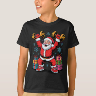 Santa Weightlifting Fitness Gym Training Christmas T-Shirt