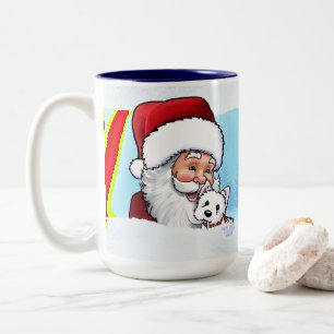 Santa Westie Puppy Winter Two-Tone Coffee Mug