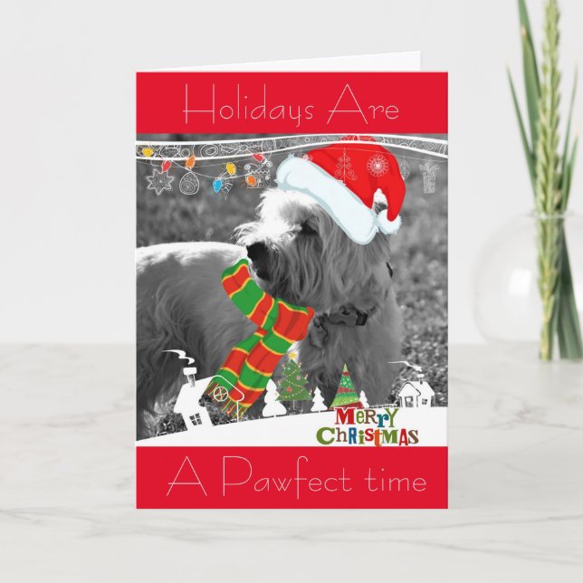 Santa Westie Terrier Holiday Greeting Card (Front)