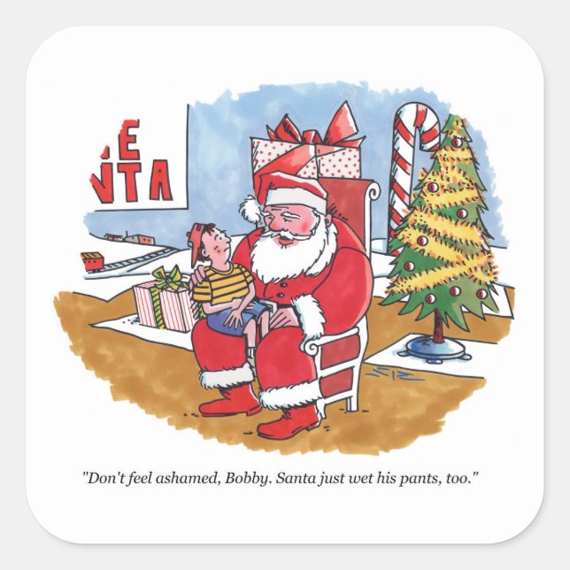 Santa Wet large square stickers (Front)