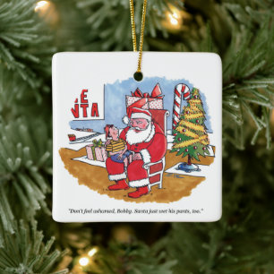 Santa Wet square ceramic ornament