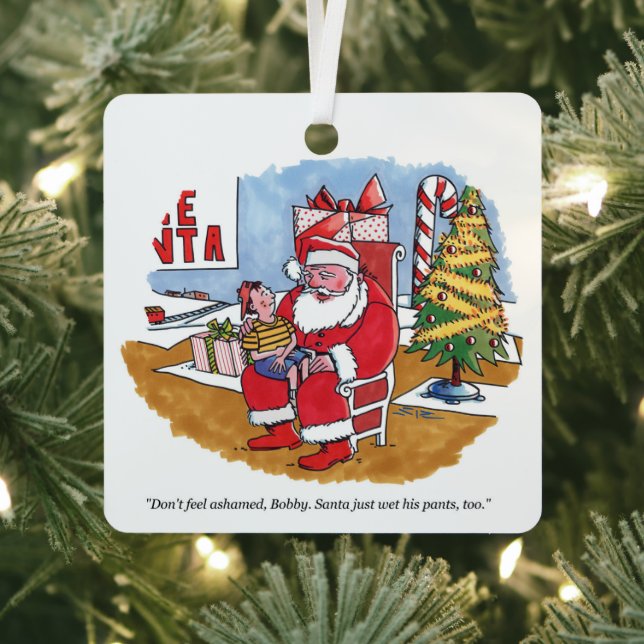 Santa Wet square metal ornament (Insitu)