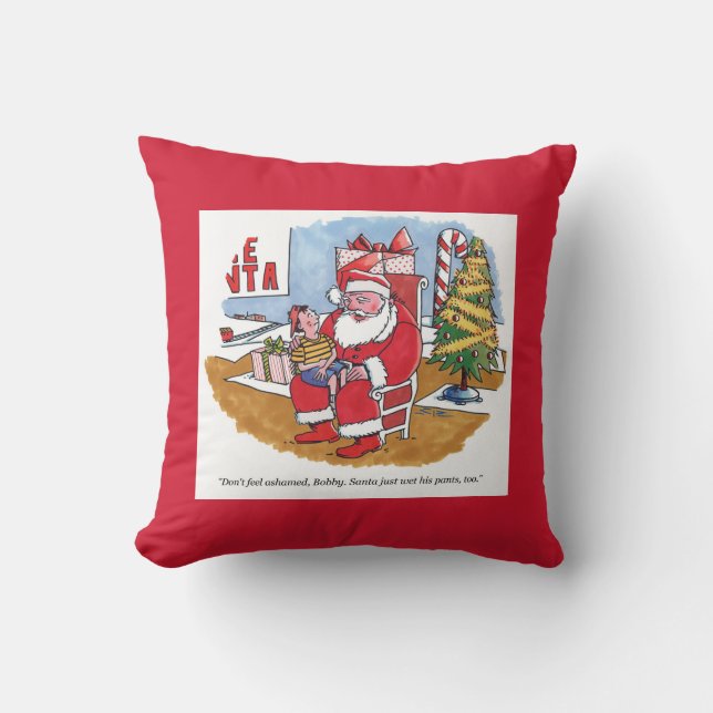 Santa Wet square red throw pillow (Front)