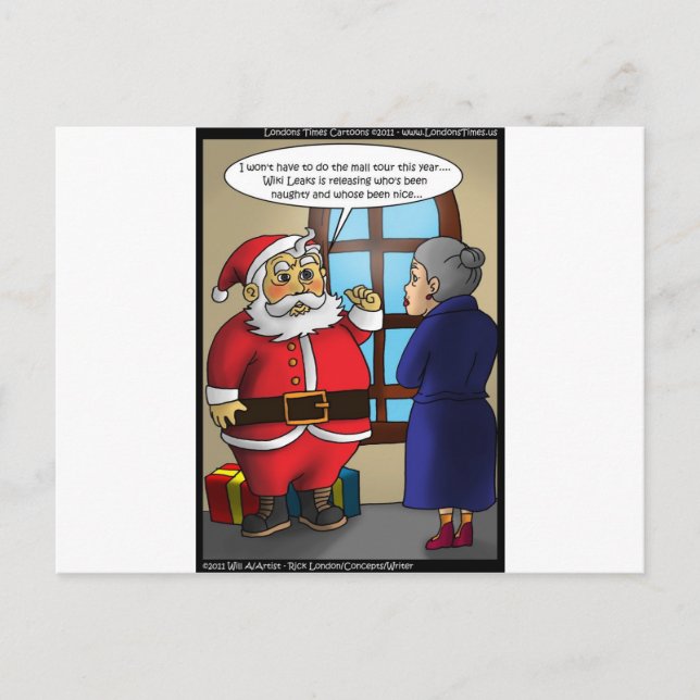 Santa & Wiki Leaks Funny Gifts Tees & Cards (Front)