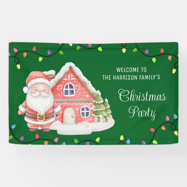 Santa Windy House Colourful Lights Christmas  Banner (Horizontal)