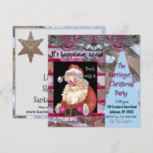 Santa Wink Elegant Christmas Party Invitation