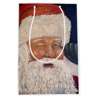 Santa Winking Medium Gift Bag