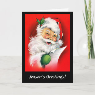 Santa Winking Vintage Christmas Holiday Card