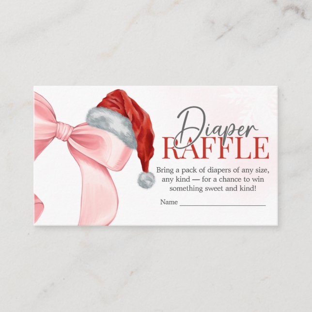 Santa Winter Baby Shower Diaper Raffle Enclosure Card (Front)