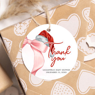 Santa Winter Baby Shower Round Favour Tags