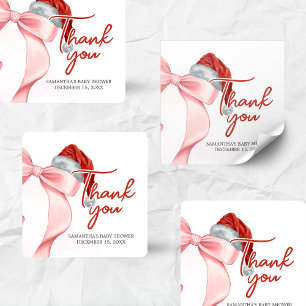 Santa Winter Baby Shower Square Sticker