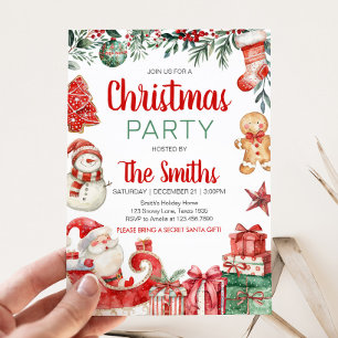 Santa Winter Gingerbread Christmas Party Invitation