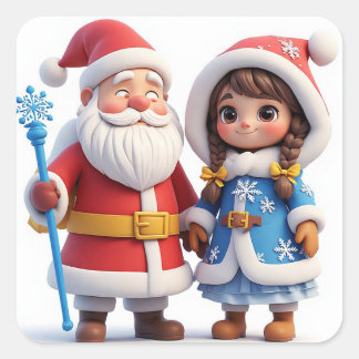 🎅 Santa Winter Holiday Magic ❄️ Square Sticker
