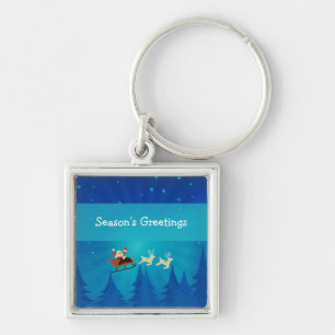 Santa Winter Scene Premium Keychain